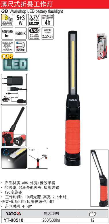 薄尺式折叠工作灯