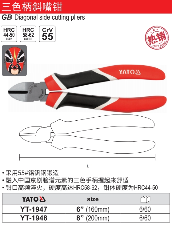 三色柄斜嘴钳