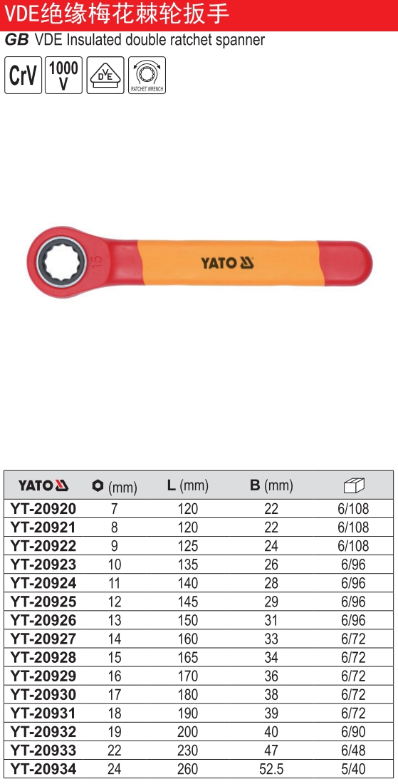 VDE绝缘梅花棘轮扳手