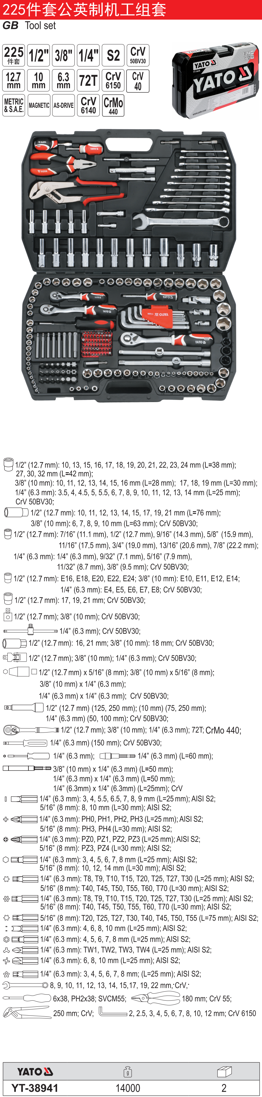公英制机工组套