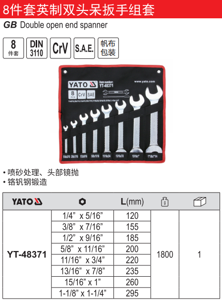 英制双头呆扳手组套