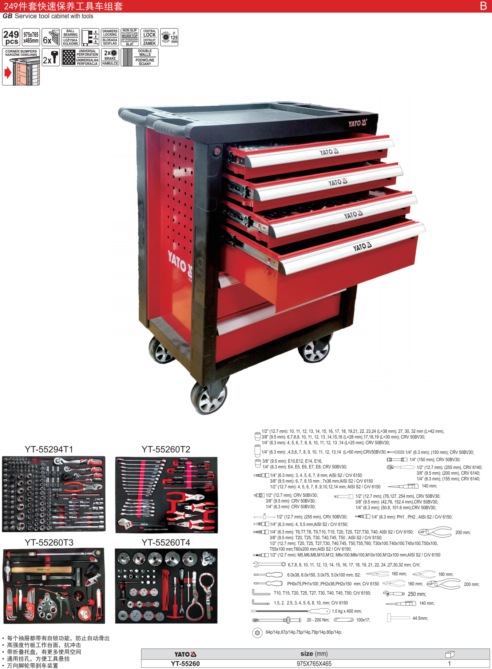 249件套快速保养工具车组套