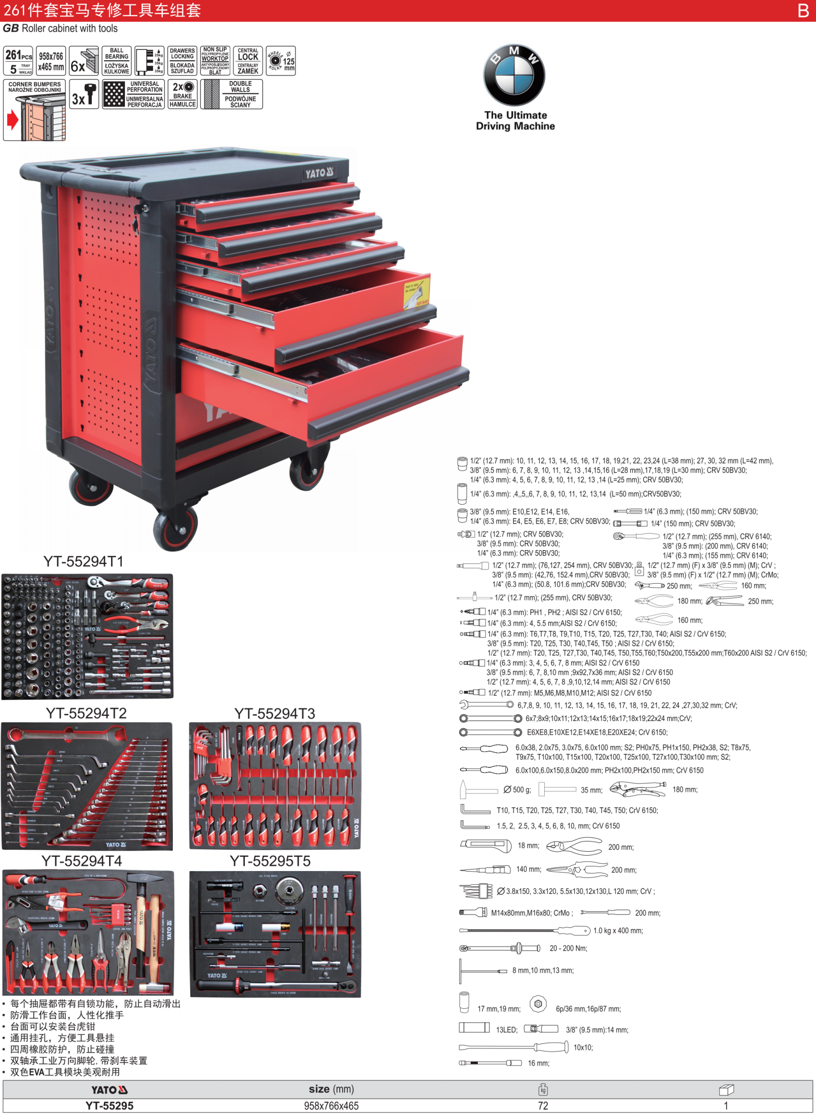 261件套宝马专修工具车组套