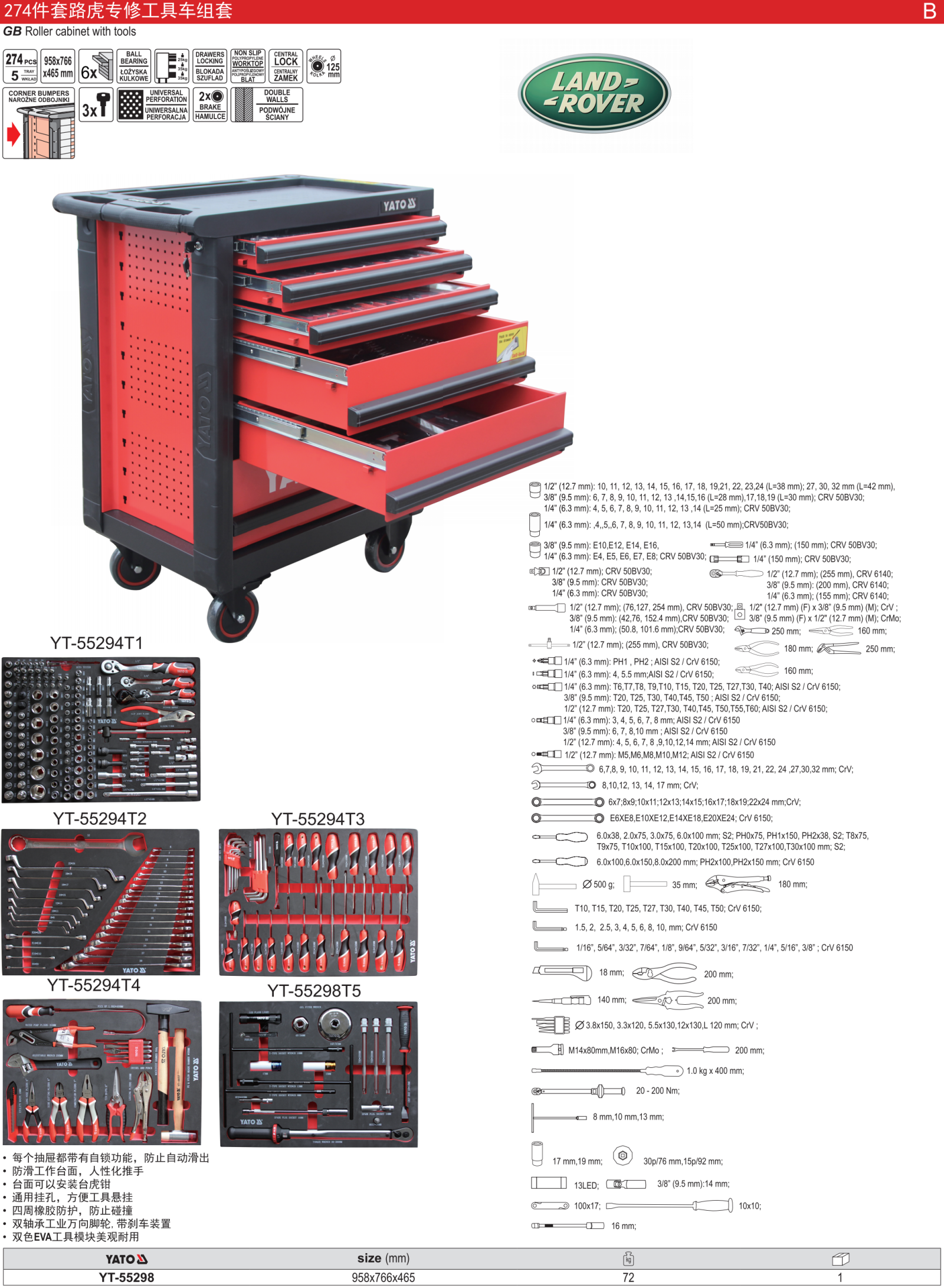 274件套路虎专修工具车组套