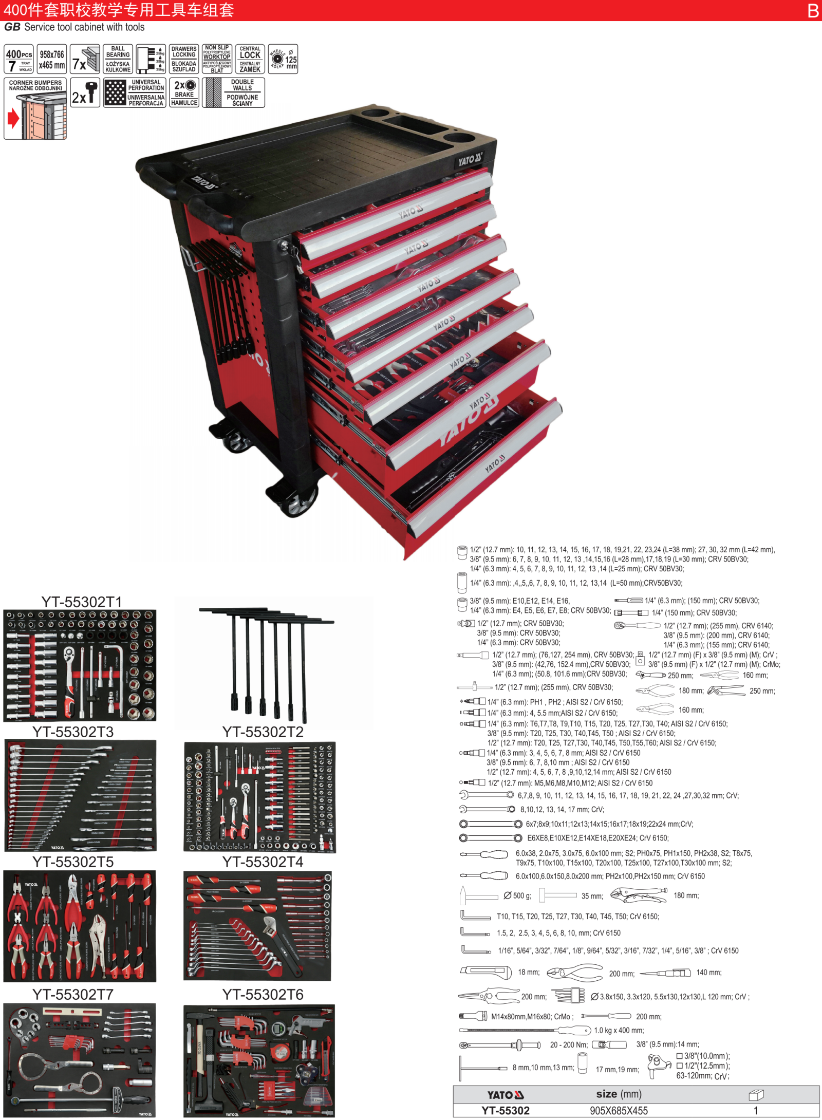 400件套职校教学专用工具车组套