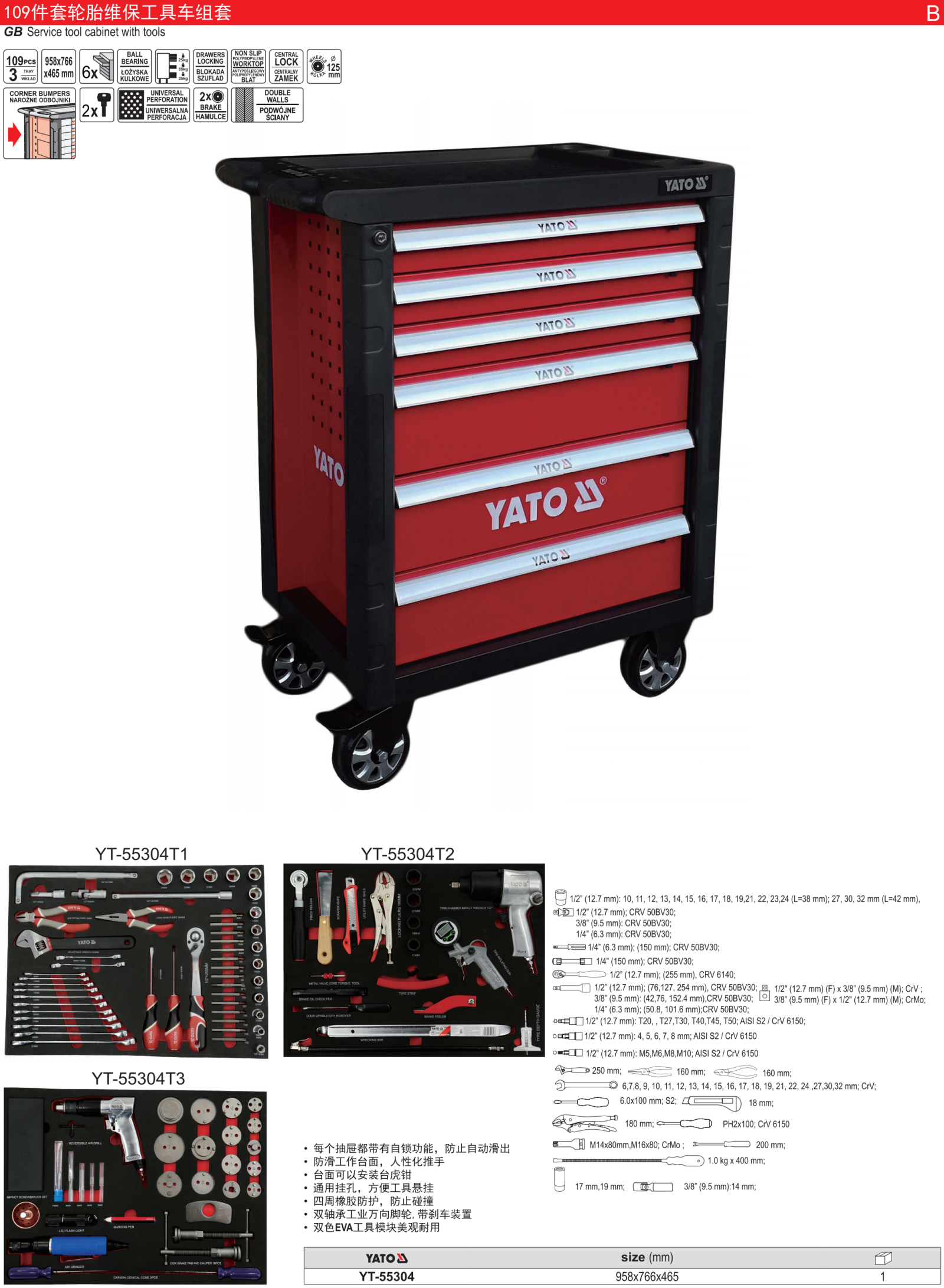 109件套轮胎维保工具车组套