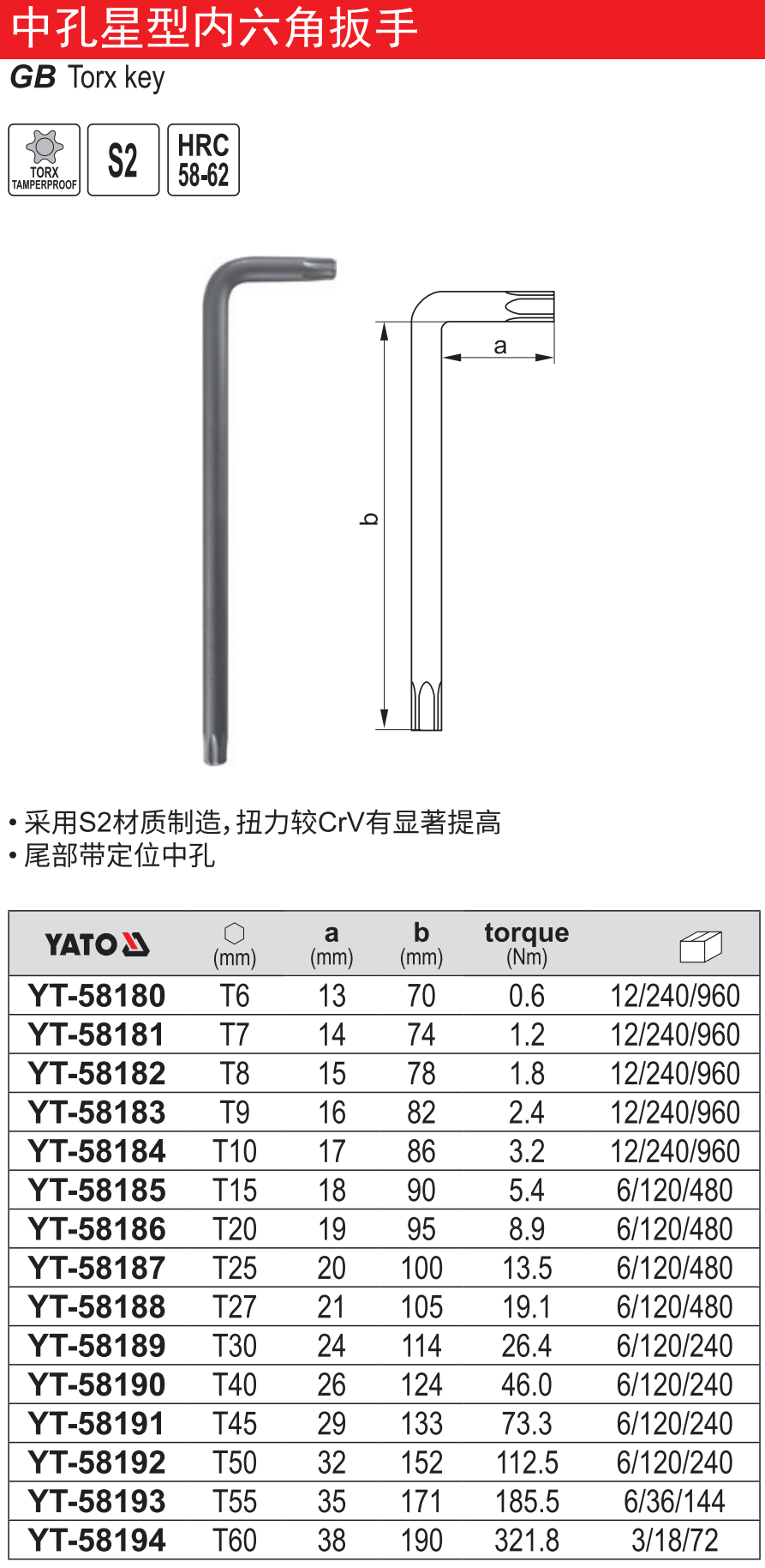 高档中孔星型内六角扳手