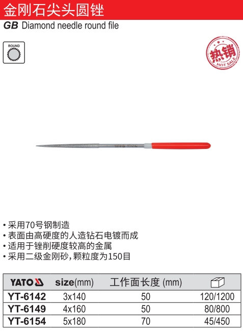 金刚石尖头圆锉