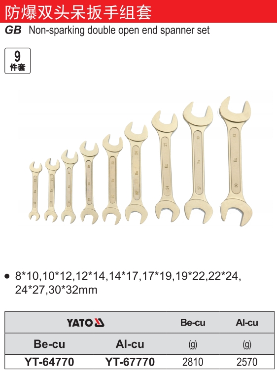 防爆双头呆扳手组套-铍铜