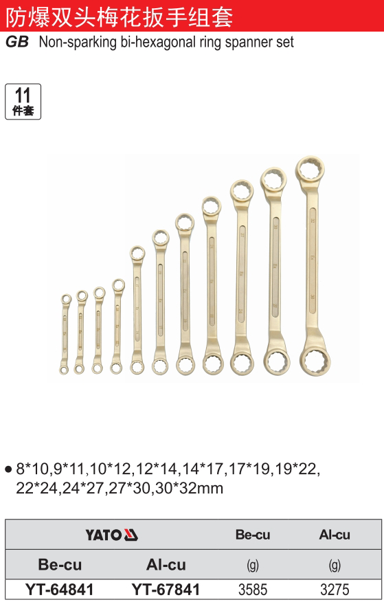 防爆双头梅花扳手组套-铝铜