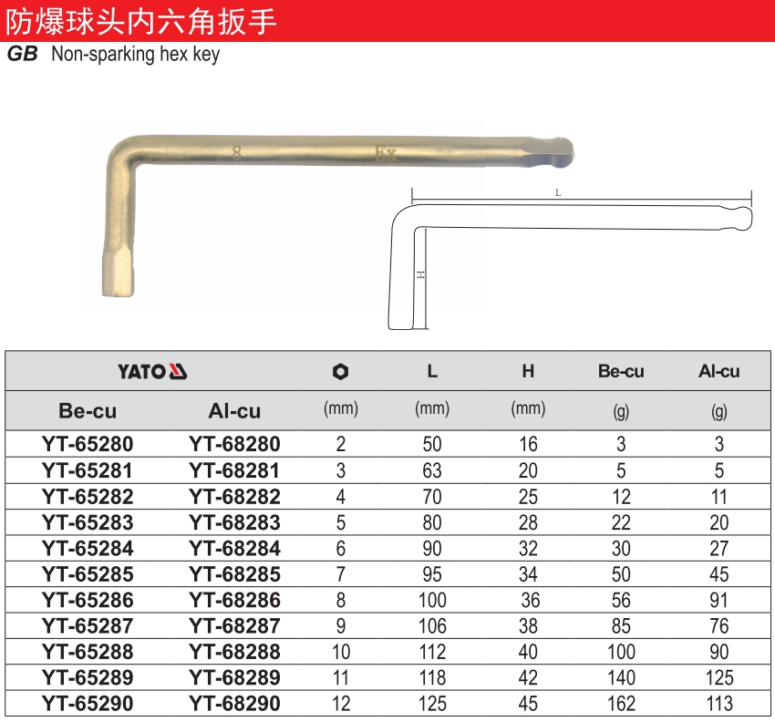 防爆球头内六角扳手-铍铜