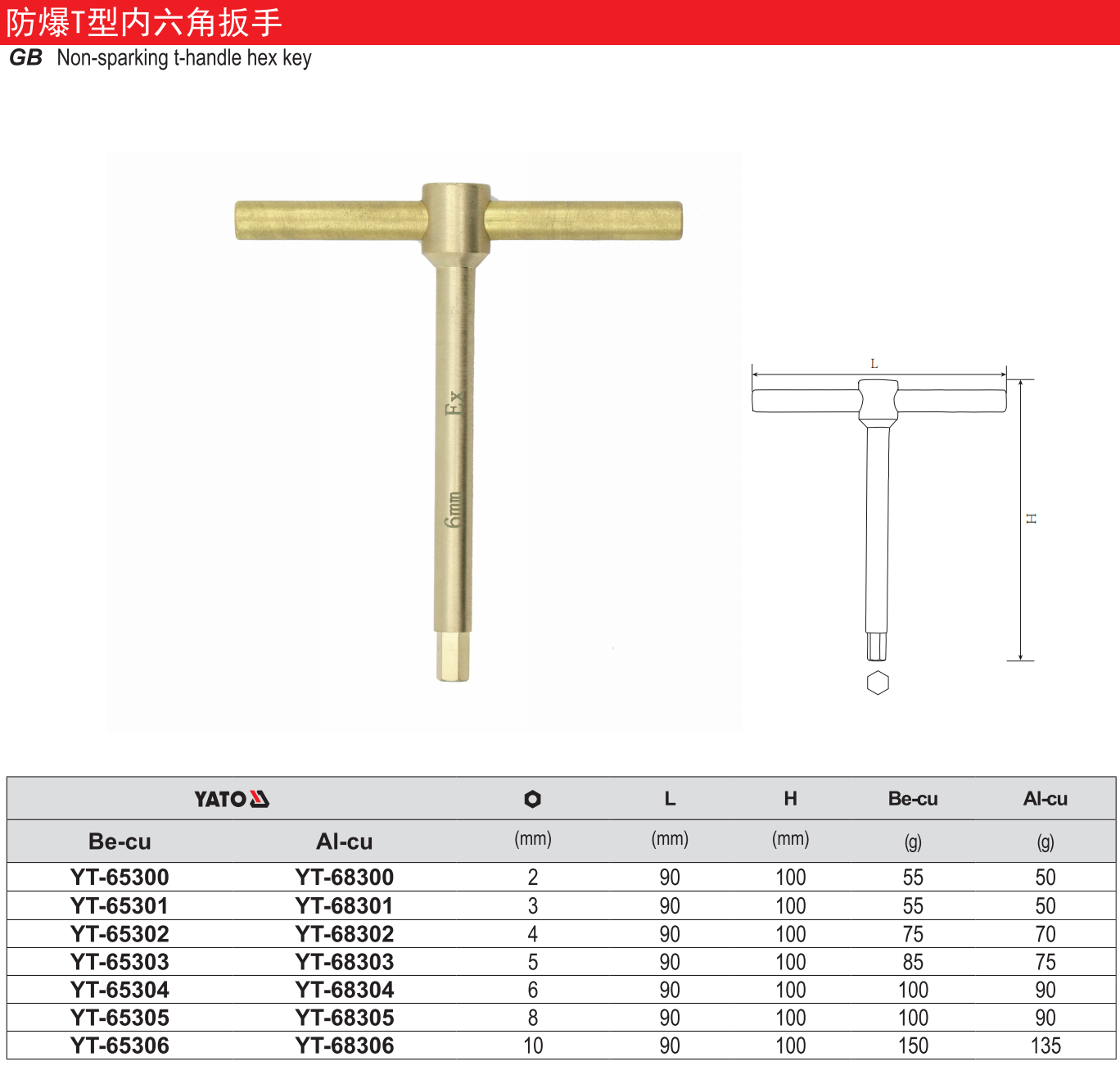 防爆T型内六角扳手-铝铜