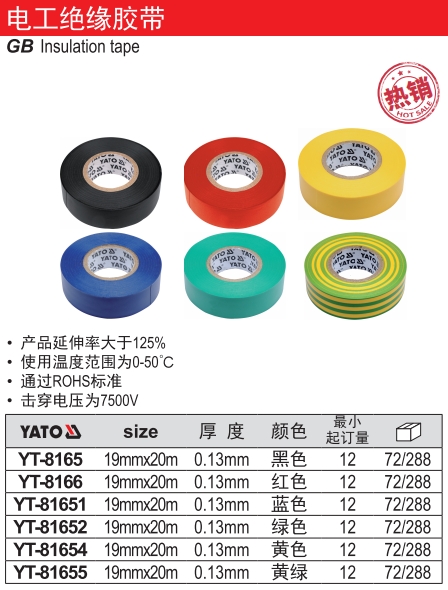 黄绿色电工绝缘胶带